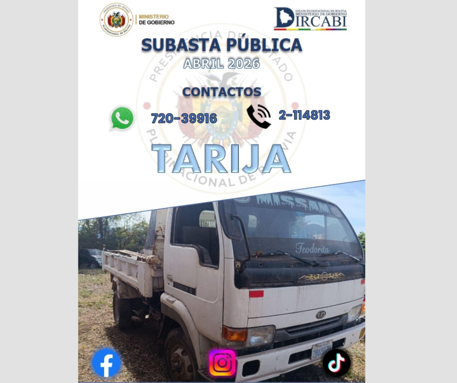 SUBASTA EN YACUIBA DIRCABI REMATARÁ VEHÍCULOS INCAUTADOS